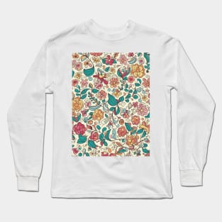 Floral Pattern Colorful Cartoon: Flourishing Cartoon Blossoms Long Sleeve T-Shirt